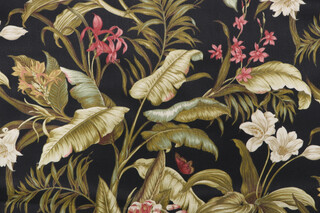 Waverly Wailea Coast Printed Polyester Outdoor Fabric in Ebony