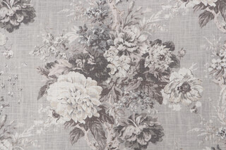 Waverly Ballad Bouquet Printed Linen Blend Drapery Fabric in Platinum
