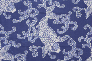 Ronnie Gold Design Pisces Printed Cotton Drapery Fabric in Aegean for Home Accent Fabrics