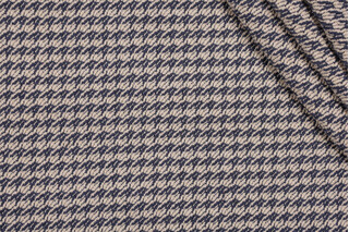 Houndstooth Woven Upholstery Fabric in Blue/Natural