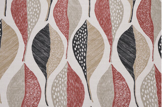 Robert Allen Woodblock Leaf Printed Cotton Drapery Fabric in Henna