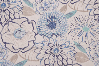 1 Yard Richloom Ricochet Printed Cotton Drapery Fabric in Bluestone