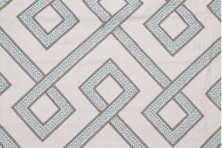 Fabricut Clarissa Embroidered Drapery Fabric in Turquoise
