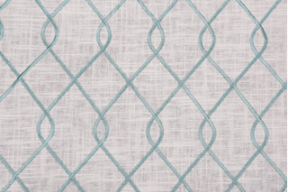 Duralee Rico Embroidered Drapery Fabric in Aqua