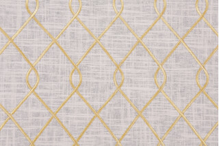 Duralee Rico Embroidered Linen Drapery Fabric in Yellow