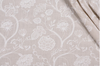 Valiant Fabrics Marissa Embroidered Drapery Fabric in Pebble 