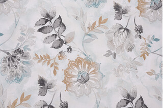 Kelly Ripa Home Light-Hearted Printed Cotton Drapery Fabric in Spa 