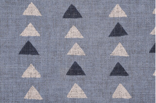 PK Lifestyles Nomadic Triangle Printed Cotton Blend Drapery Fabric in Blue Smoke 