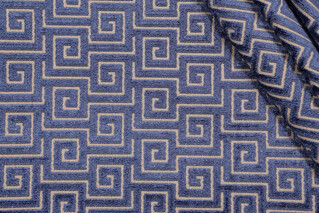 Thibaut Meander Velvet AW26128 Velvet Upholstery Fabric in Navy 