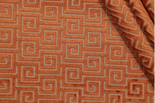 Thibaut Meander Velvet AW26126 Velvet Upholstery Fabric in Orange 