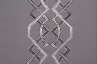 Anna French Bergman AW9128 Embroidered Cotton Decorator Fabric in Charcoal for Thibaut 