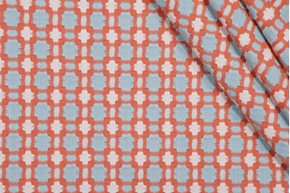 Thibaut Delilah F79617 Woven Decorator Fabric in Coral and Aqua 
