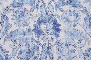 Covington Hermes Printed Polyester Drapery Fabric in 525-Porcelain Blue 