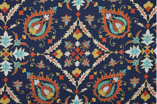 Covington Gabrielle Printed Cotton Drapery Fabric in 832-Regatta 