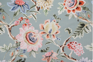 Hamilton Melrose Printed Cotton Drapery Fabric in Duckegg 