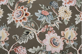 Hamilton Melrose Printed Cotton Drapery Fabric in Olive 