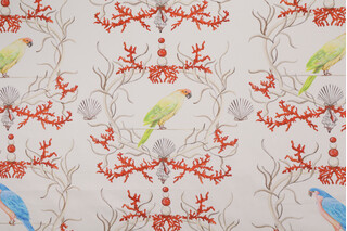 Hamilton Buffett Printed Cotton Drapery Fabric in Coral 