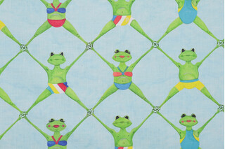 Hamilton Ribbit Printed Cotton Drapery Fabric in Aqua 