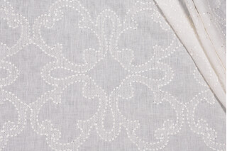 Thibaut Park Slope W764118 Embroidered Sheer Linen Drapery Fabric in White 