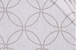 Anna French Ronda AW9119 Embroidered Linen Drapery Fabric in White for Thibaut 