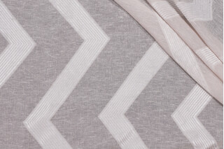 Anna French Adalar Chevron AW9134 Sheer Embroidered Drapery Fabric in Flax for Thibaut 