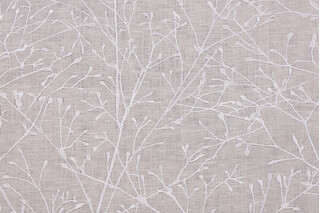 Anna French Zola AW9101 Embroidered Linen Drapery Fabric in Natural for Thibaut