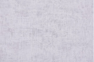 Anna French Marbella Circle AW9120 Semi-Sheer Embroidered Linen Drapery Fabric in White for Thibaut