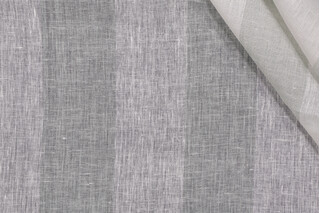 Anna French Kings Road Stripe AW9114 Sheer Linen Drapery Fabric in Grey for Thibaut