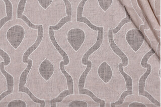 Anna French Derocco AW26103 Sheer Embroidered Linen Drapery fabric in Natural for Thibaut