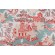 Anna French Luzon F936107 Printed Linen Blend Drapery Fabric in Aqua and Coral for Thibaut