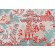 Thibaut Luzon F936107 Printed Linen Blend Drapery Fabric in Aqua and Coral