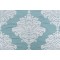 Thibaut Arturo Damask W71305 Embroidered Drapery Fabric in White on Turquoise