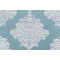 Thibaut Arturo Damask W713015 Embroidered Drapery Fabric in White on Turquoise