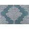 Thibaut Arturo Damask W71305 Embroidered Drapery Fabric in White on Turquoise
