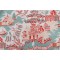 Anna French Luzon F936107 Printed Linen Blend Drapery Fabric in Aqua and Coral for Thibaut