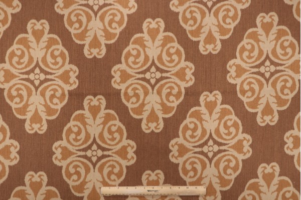 Sample of Thibaut Montgomery F96015 Printed Drapery Fabric in Brown 
