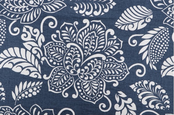 Sample of Thibaut Waterbury F99266 Printed Drapery Fabric in Navy 