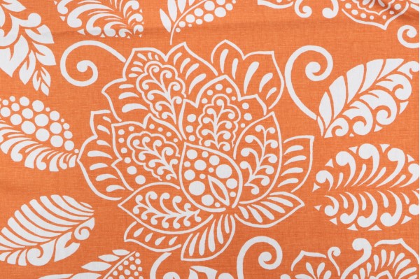 Sample of Thibaut Waterbury F99269 Printed Cotton Drapery Fabric in Orange 