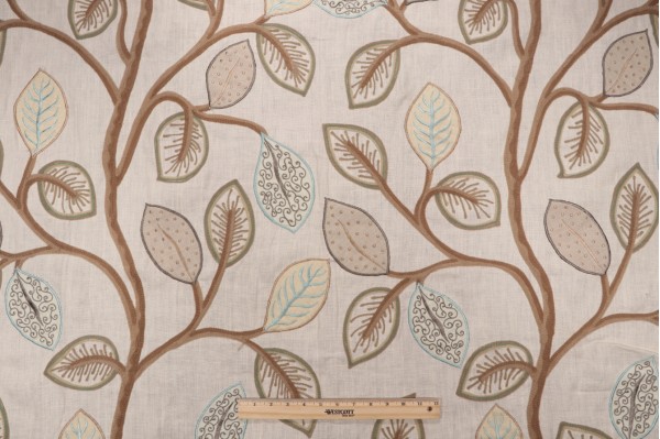 Thibaut Oxfordshire Embroidery W7271 Embroidered Drapery Fabric in Grey 