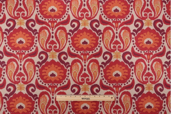 Golding Printed Cotton Drapery Fabric in Cherry 