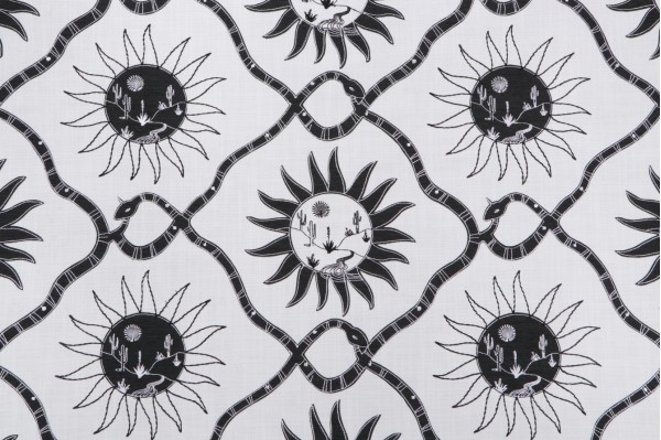 Elana Gabrielle Sol Embroidered Drapery Fabric in Coal 