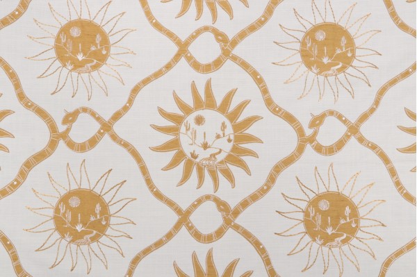 Elana Gabrielle Sol Embroidered Drapery Fabric in Golden 