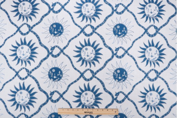 Elana Gabrielle Sol Embroidered Drapery Fabric in Bluebell 