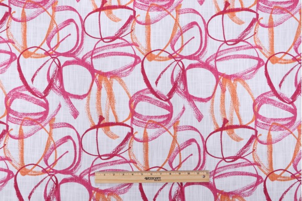 Premier Prints Vibrato-Slub Canvas Printed Cotton Drapery Fabric in Flamingo 