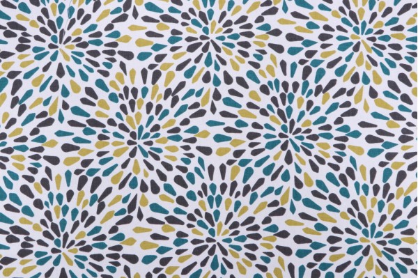 Robert Allen Many Petals Printed Cotton Drapery Fabric in Turquoise 