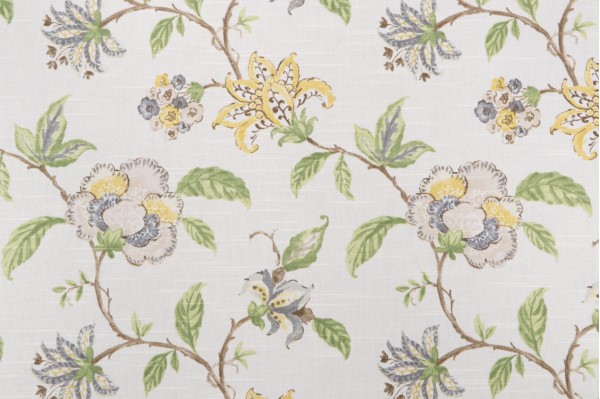 Sample of Robert Allen Les Jardins Printed Cotton Drapery Fabric in Spring 