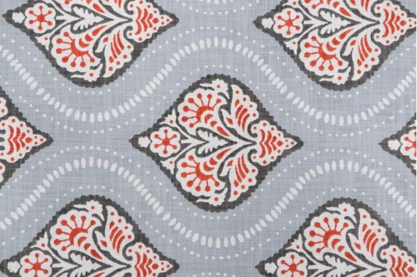 Robert Allen Kavali Printed Cotton Drapery Fabric in Persimmon 