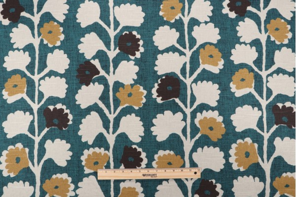 Robert Allen Surreal Vines Printed Cotton Drapery Fabric in Jewel 