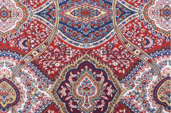 Click for Duralee Abbotsford Printed Cotton Drapery Fabric in Red and Blue  Duralee Abbotsford Printed Cotton Drapery Fabric in Red and Blue