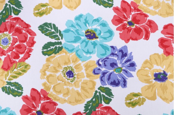 Robert Allen Best Bouquet Printed Cotton Twill Drapery Fabric in Calypso 